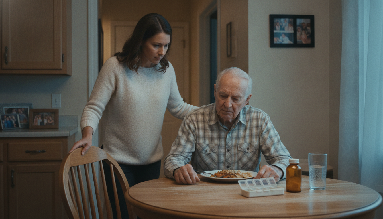 Caregiver noticing signs of alcohol abuse in older adults at home