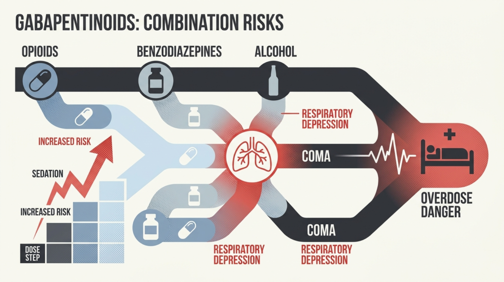 Gabapentin combination overdose risk with opioids and benzodiazepines graphic