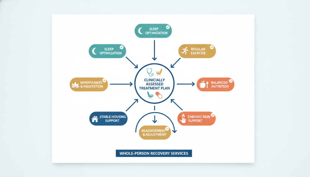 Holistic substance abuse treatment plan connected to medical and behavioral care