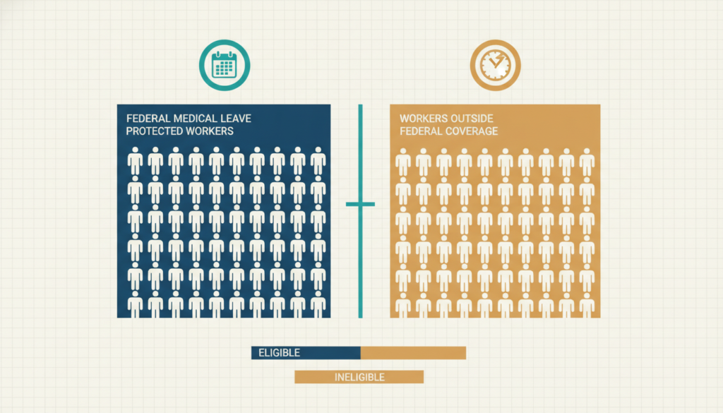 Infographic showing FMLA eligibility gaps for rehab job protection
