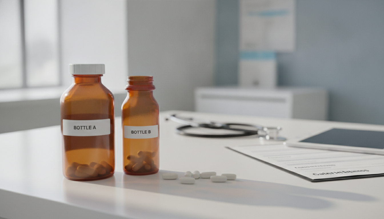 Unmarked medication bottles representing Lyrica vs gabapentin comparison