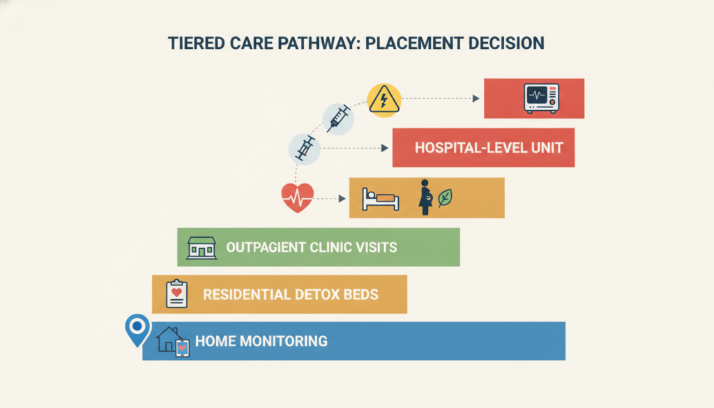 ASAM withdrawal management placement decision with patient risk factors