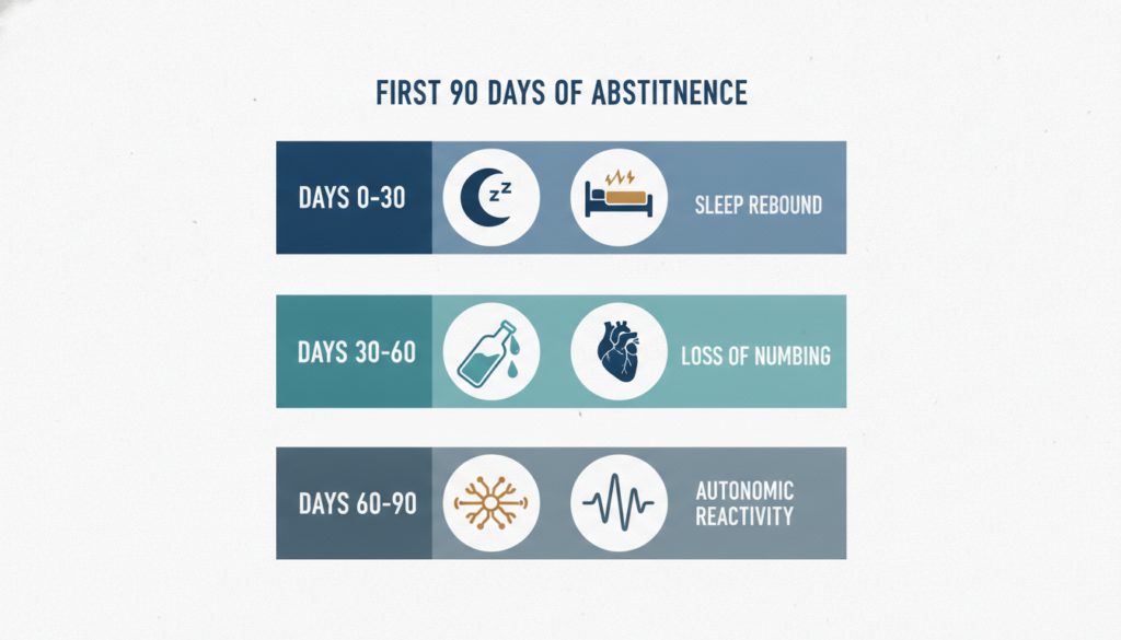 First 90 days of abstinence and PTSD symptom rebound visual
