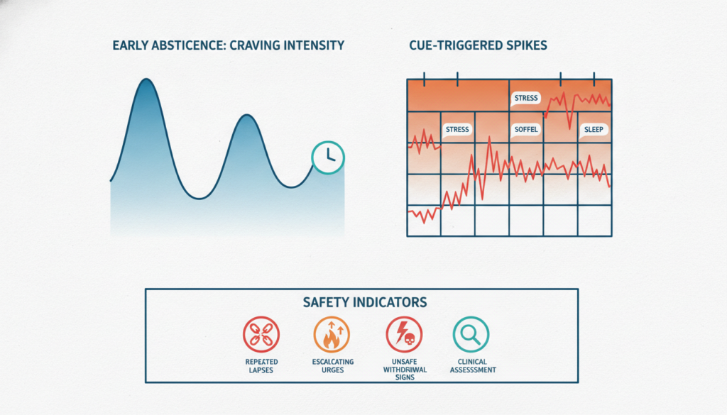 Craving wave infographic showing early abstinence risks and when to seek help