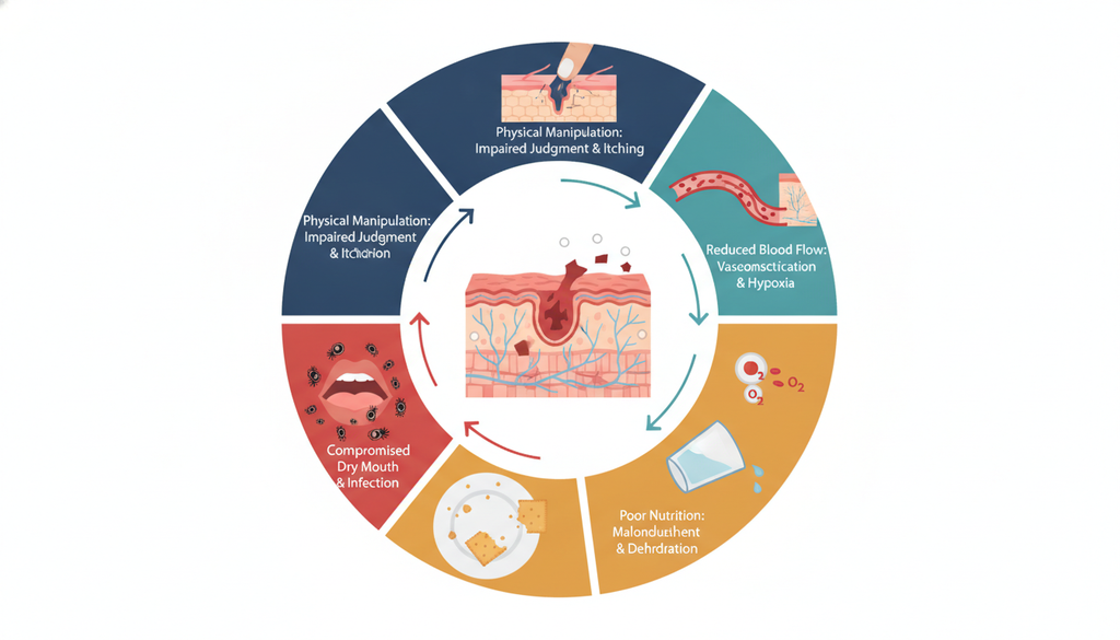 Infographic showing why meth-associated facial sores may not heal