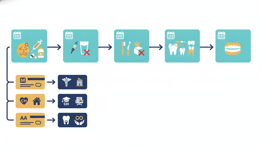 Staged meth mouth treatment and affordable dental care pathways